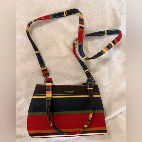 Kate Spade New York Multicolor Striped Hand Bag Shoulder Bag Small Preowned - Picture 6 of 8